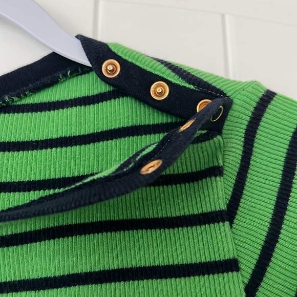 Lauren, Ralph Lauren, 3/4 sleeve, green & navy striped, boat, neck, medium - Picture 6 of 8